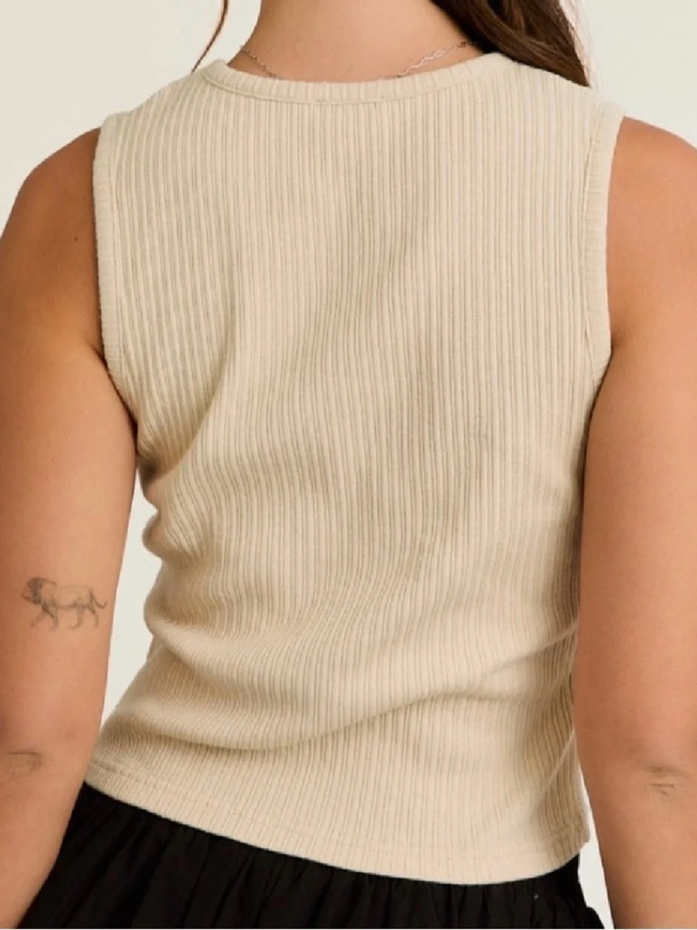Tan Cowboy Boot Embroidered Ribbed Tank Top - Picture 4 of 4